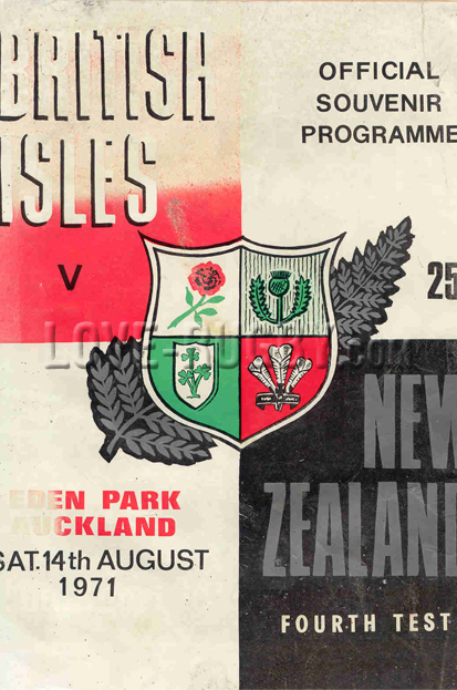 1971 New Zealand v British Isles  Rugby Programme